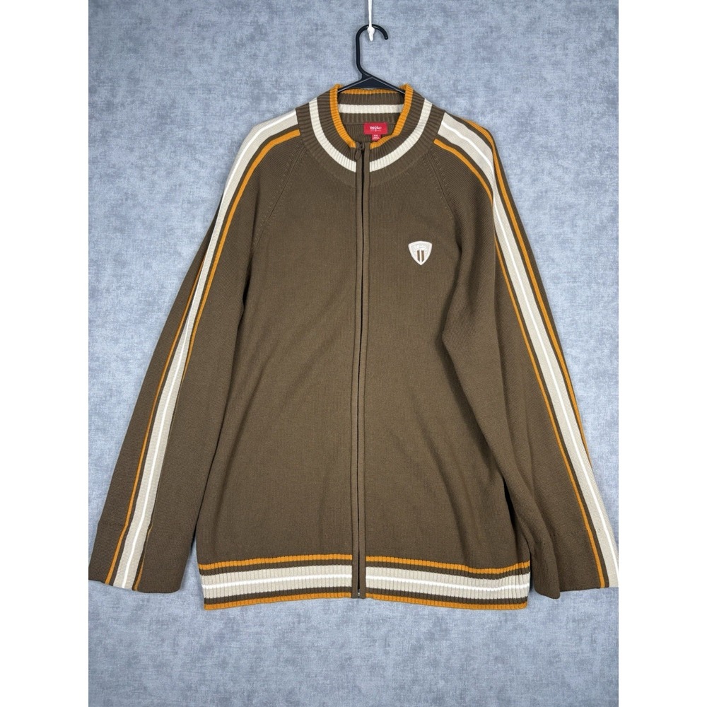 Vintage Mossimo Track Jacket XXL Full Zip Brown Striped Hong Kong Y2K 90s